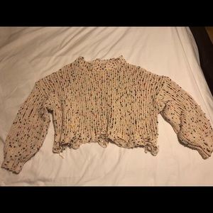 Cropped confetti distressed sweater